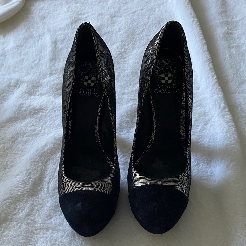 Vince Camuto Black and Silver Heels